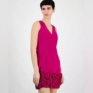 Donna Ricco Ruffle-Hem Sheath Dress